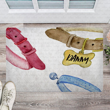 Personalized Dog Gift Idea - Watercolor Three Dog Tag For Puppy Lovers - Doormat